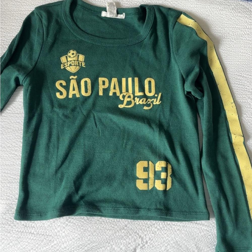 Kids Green and Yellow São Paulo Brazil Shirt